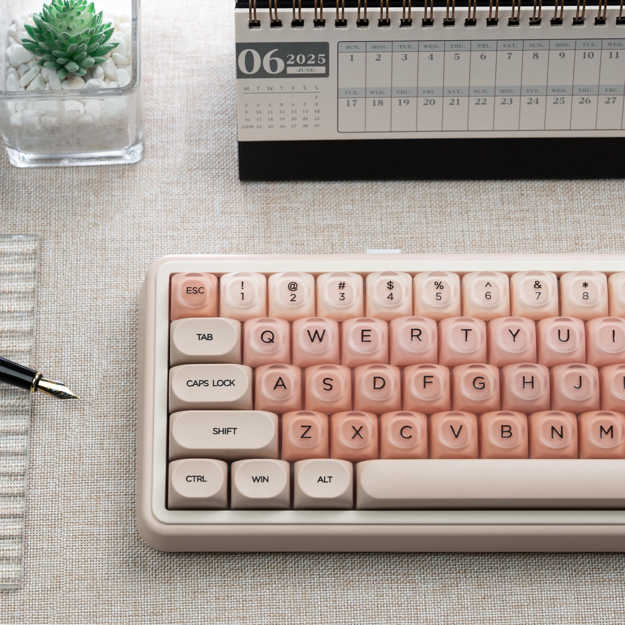 COSTOM PBT Keycaps, Jelly Keycaps Creamy MOA Profile, 132 Keys Translucent Cute Custom Key caps for Cherry Gateron MX Swithes Mechanical Keyboards, Flesh Pink