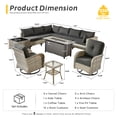 thumbnail image 4 of Toject 11 Pieces Patio Furniture Set All Weather Wicker Outdoor Conversation Set with 54" Fire Pit Outside Furniture Patio Sofa with Swivel Chairs & Solar Table, Black, 4 of 10