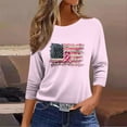 thumbnail image 5 of Nfurl Plus Size Breast Cancer Awareness Shirts for Women Flag Pink Ribbon Graphic Tees Loose Fit 3/4 Sleeve Crewneck Tee Tops Pink XL, 5 of 7