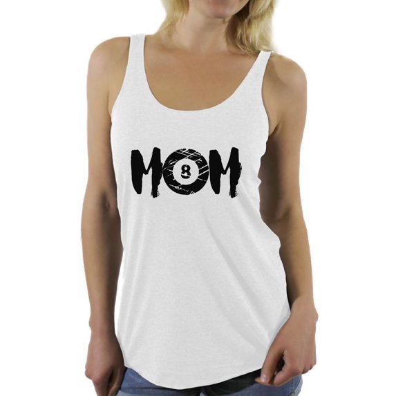 Awkward Styles Women's M-O-M Billards Sport Mom Mothering Graphic Racerback Tank Tops Black Billard Ball