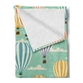 thumbnail image 2 of Vintage Soft Flannel Fleece Blanket, Colorful Retro Travel Balloons Texture Cloud Blue Sky Adventure Modern Art, Cozy Plush for Indoor and Outdoor Use, 50" x 60", Blue Orange Purple, by Ambesonne, 2 of 5