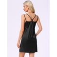 thumbnail image 3 of DARING DIVA Women's Satin Slip Double Strap Racerback Silky Night Dress M Black, 3 of 6