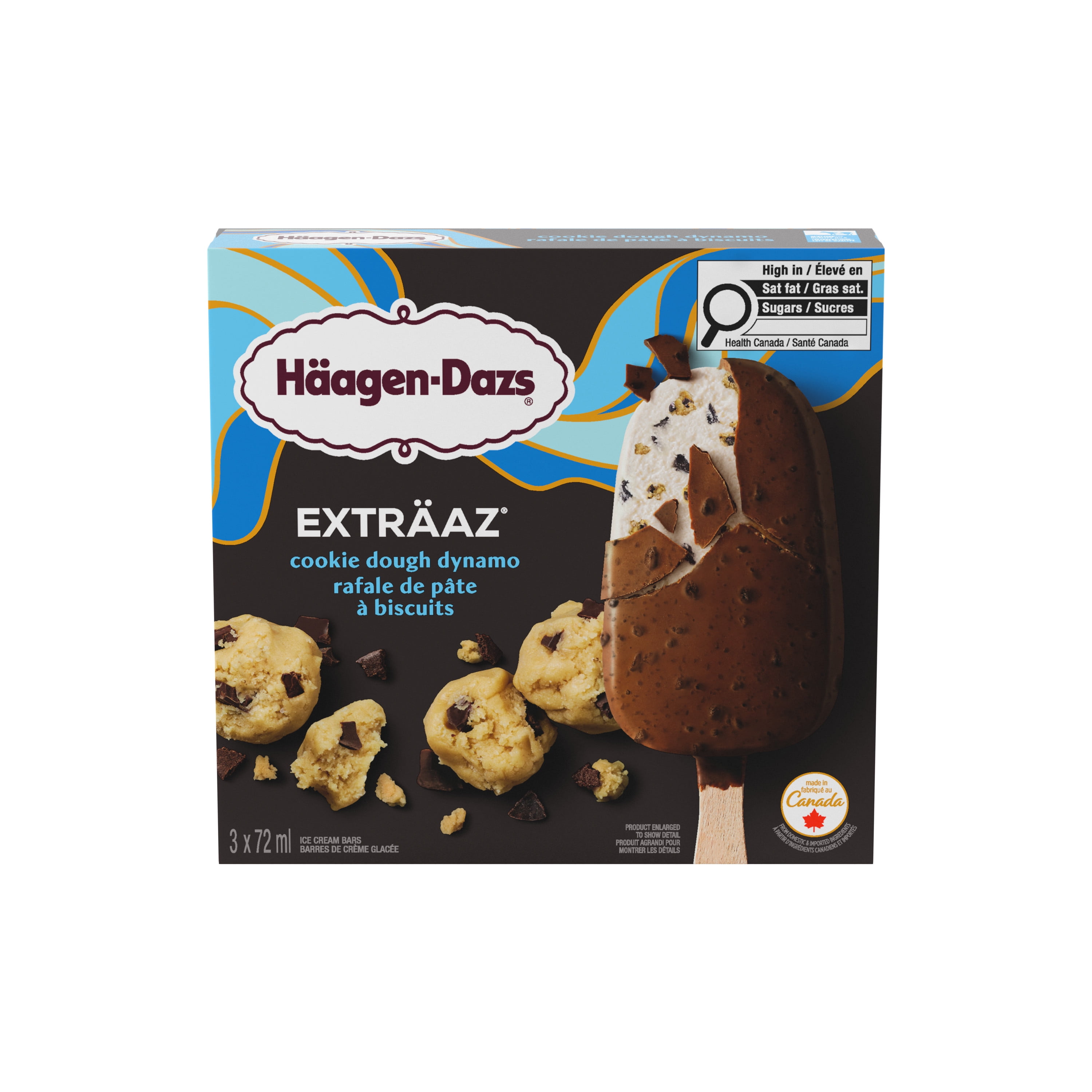 EXTRÄAZ Cookie Dough Dynamo Ice Cream Bars, Cookie Dough Ice Cream With Chunks Of Cookie Dough & Fudge Chips In A Milk Chocolatey & Chocolatey Cookie Pieces Coating, 216 mL