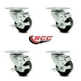 thumbnail image 2 of 3 Inch Phenolic Wheel Swivel Top Plate Caster Set with Brake Service Caster, 2 of 2