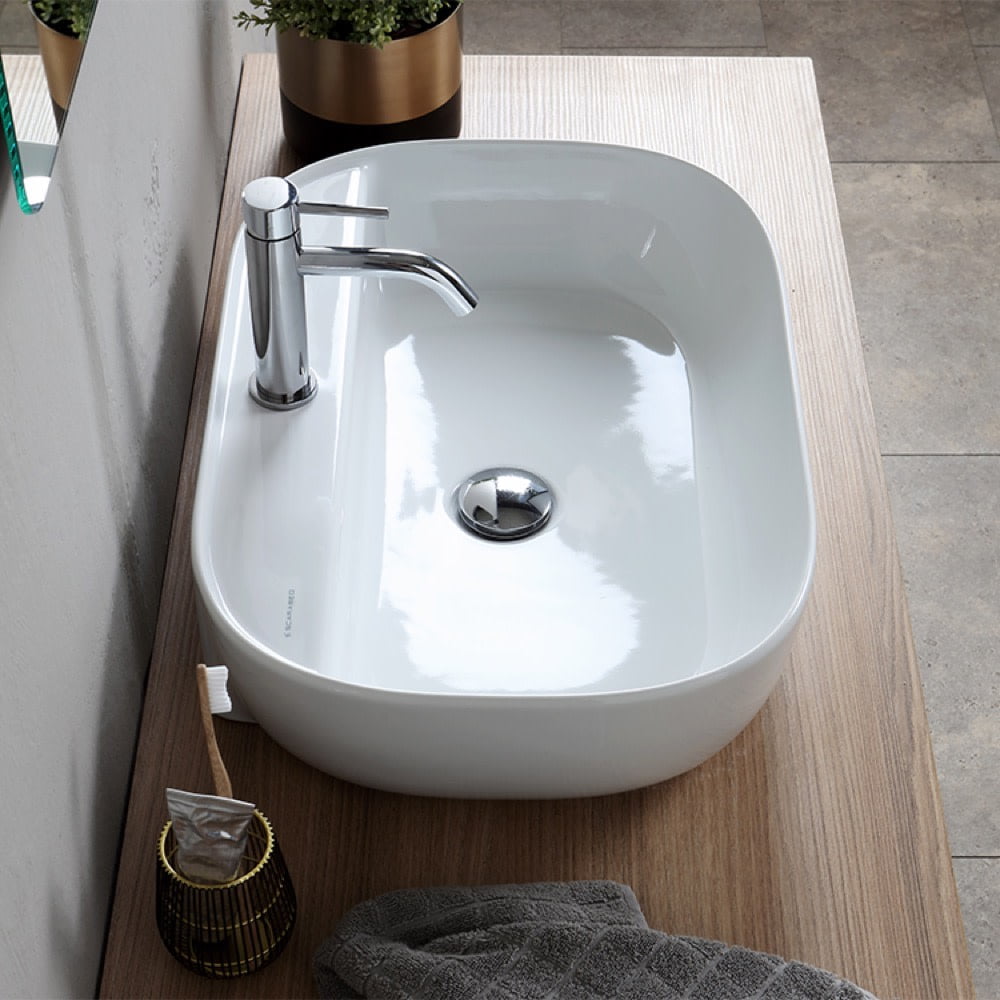 Nameeks Scarabeo 1802-One Hole Scarabeo Glam 23" Rectangular Ceramic Vessel Bathroom Sink