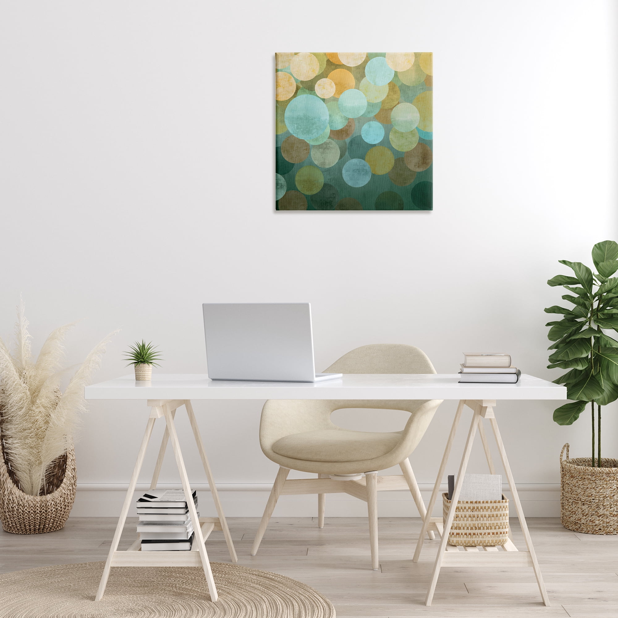 Stupell Industries Layered Green Circles Abstract Painting Gallery Wrapped Canvas Art Print Wall Art, 24 x 24