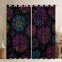 Feelyou Teens Magic Firework Blackout Curtains Set of 2 (52x84 Each), Romantic Artwork Window Curtains, Dreamy Cartoon Style Curtains and Drapes, Window Curtains Bedroom Decor