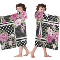 thumbnail image 4 of Pioneer Flower Floral Print Pattern Hooded Bath Towel，60"x35" for Ages 3 To 12 Kids, Quick Dry Lightweight Soft Microfiber Hood Beach Towel Cover Up for Kids, 4 of 7
