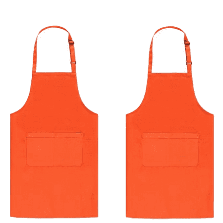 

2 Pack Adjustable Bib Apron Long Ties Home Kitchen Cooking Chef Aprons for Women Men Orange