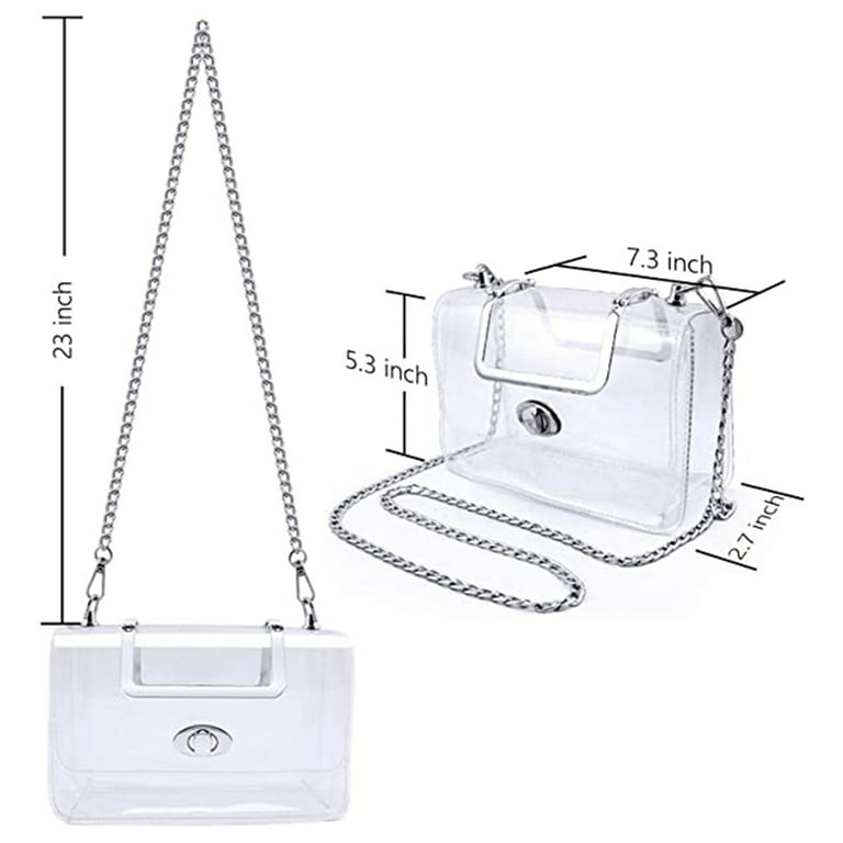 Dicasser Silver Clear Purse for Women,Clear Clutch Purse Crossbody, See  Through Handbag Stadium Approved Bags 