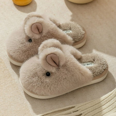 

Cathalem Heated Slippers for Women Fashion Winter Women Slippers Thick Bottom Flat Soft Warm Comfort Slippers for Older Women Khaki 6.5