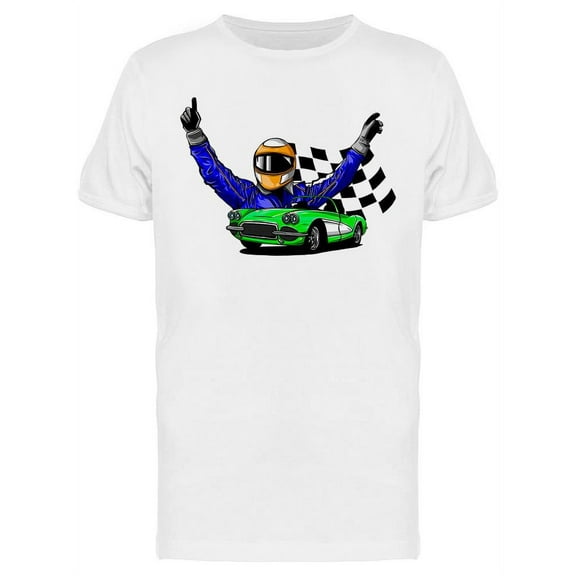 Cheerful Driver And Car T-Shirt Men -Image by Shutterstock, Male Small