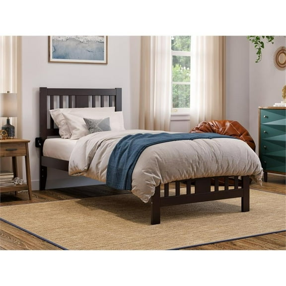 AFI Tahoe Twin XL Sized Solid Wood Bed with Footboard in Espresso