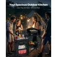 thumbnail image 2 of Portable Aluminum Camping Kitchen Table with Storage Cupboard Carrying Bag Detachable Windscreen Quick Setup for Outdoor Cooking BBQ Picnic RV Travel Black, 2 of 6