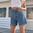 thumbnail image 5 of Clearance! Jean Shorts Womens Boyfriend Jeans for Women Women's Summer New Loose Casual High Waist Solid Denim Shorts S-L, 5 of 5