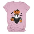 thumbnail image 5 of Hessimy Pumpkin Shirt for women's Cute Thanksgiving Fall T-Shirt Short Sleeve Halloween Pumpkin Graphic Tees Tops(Pink,XL), 5 of 5