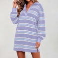 thumbnail image 6 of Ovbmpzd Striped Fall Fashion Dresses for Women Mini Resort Purple Shirt Dresses V Neck Casual Fitted Dresses,XXL, 6 of 6