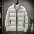 thumbnail image 2 of Leesechin Big & Tall Jackets for Men Loose Plush Warm Cotton Hooded Jacket Long Sleeve Parkas White 3XL, 2 of 5