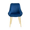 thumbnail image 4 of Velvet Accent Chair Comfy Leisure Lounge Chair Kitchen Dining Chairs Leisure Armchair with Solid PlyWood Frame and Golden Metal Legs, for Living/Dining Room, Navy, 4 of 7