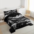 thumbnail image 3 of Homewish Natural Scenery Full Size Comforter Sets,Mountain Watercolor Pattern Bedding Comforter Set,Black White Bedding Sets For Adults,Breathable Home Decor Reversible,3pcs, 3 of 8
