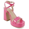 thumbnail image 4 of Delicious Shoes Women Block High Heel Buckle Ankle Strap Open Toe Platform MUFFIN-S Hot Pink Patent 11, 4 of 5