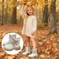 thumbnail image 2 of HAUXUN-RGirls Fashion Ankle Boots with Bowknot Soft Sole Winter Casual Shoes Side Zipper Comfortable Footwear for 3.5-10.5 Years(Beige,15), 2 of 9