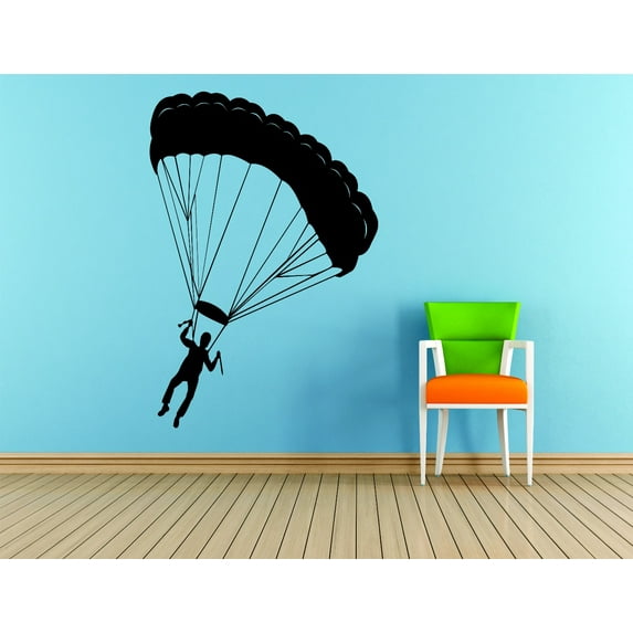 Decal Wall Sticker : Parachute Jumping Man Sky Diving 16x24 Inches