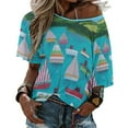thumbnail image 2 of Devon Boats Lotus Leaf Neck T-Shirt Long Sleeve T-Shirts For Women Spring And Autumn Tee Devon Dartmouth Brixham Salcombe, 2 of 6