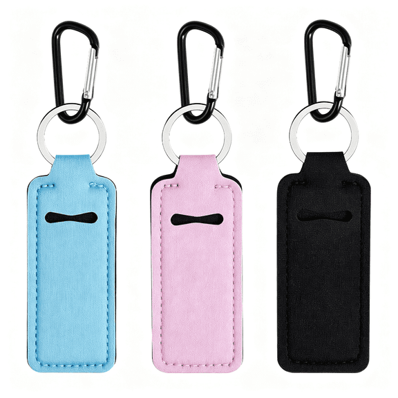 DESIGNICE 3 Pcs Chapsticks Holder Keychain for Lipstick,Stocking Stuffers for Teen Girls Women Small Christmas Gifts Portable Chapstick Holder Key Chain