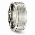 thumbnail image 4 of Two-Tone Titanium Ring Band Wedding Sterling Silver Ridged, 4 of 6