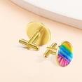 thumbnail image 7 of PhooArto Men's Classic Stainless Steel, Colorful Rainbow Pattern Cufflinks Business Wedding Shirts, Golden, 7 of 7