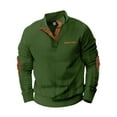 thumbnail image 6 of Men's Cable Knit Pullover Sweaters Casual Long Sleeve Stand Collar Quarter Button Knitted Sweater Army Green M, 6 of 9
