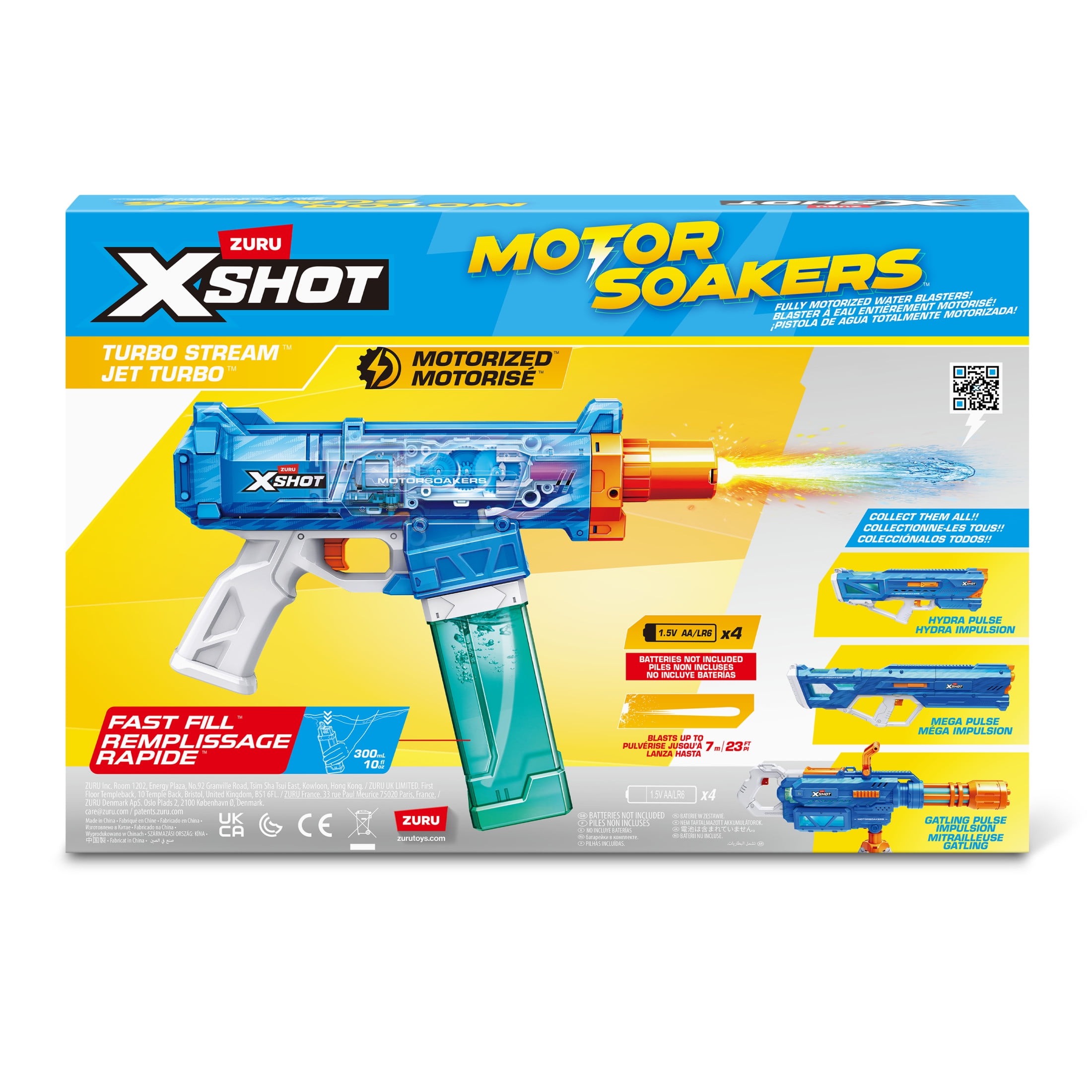 XSHOT Water Turbo Stream Motor Soaker (23ft Range) Motorized Outdoor Water Blaster by ZURU for Kids, Teens & Adults Ages 8+