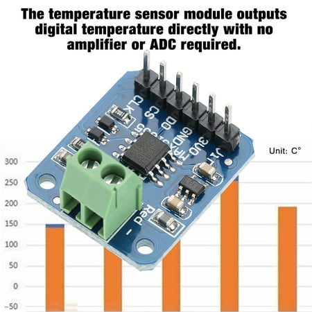 HURRISE -200℃ -1350℃ Temperature Module 0.25℃ Precise Temperature Sensor Module for K Type Thermocouple, Temperature Measurement Module,Temperature