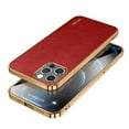 thumbnail image 1 of SaniMore for iPhone 13 Pro Max (6.7" 2021) Case, PU Leather Skin & Metal Bumper Shockproof PC Backplane, Wireless Charging Slim Magnetic Vintage Shell, Anti-drop Anti-scratch Cover, Red, 1 of 11