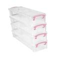 thumbnail image 1 of predolo 4-Piece Storage Box Set: Transparent Design, Stackable, Lockable, Multi-purpose, Pink, 1 of 8