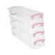 thumbnail image 1 of Caja de almacenamiento transparente multiusos, organizador de plástico, contenedor grande apilable. Rosa, 1 of 9