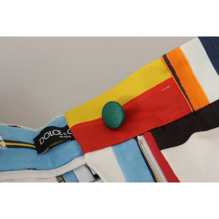 Dolce Gabbana Multicolor Striped High Waist Cotton Pants