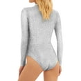 thumbnail image 3 of STARVNC Women High Collar Stretchy Skinny Long Sleeve Leotard, 3 of 8