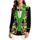 thumbnail image 3 of TaTaai Ladies Fashion Mardi Gras Print Long Sleeve Loose Casual Shirt Unisex Lapel Button Down Blouse Holiday Top for Daily Office Party Streetwear Spring Summer Wear Gift, 3 of 9