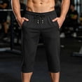thumbnail image 2 of Maean Mens Capri Pants Workout Gym Running Elastic Waist Drawstring Shorts Casual Baggy Pant with Pockets, 2 of 7