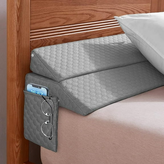 MY Queen Size Bed Wedge Pillow - Bed Gap Filler Mattress Wedge Headboard Pillow Close The Gap 0-7" Between Your Headboard and Mattress or Wall for Sleeping Backrest Pillow (60"x10"x6" Gray)