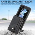 thumbnail image 3 of 2 in 1 Wallet Case for Samsung Galaxy Z Flip 5 5G, Durable PU Leather Detachable Magnetic Zipper Pouch Purse Cover for Galaxy Z Flip 5 Case with Card Slots Stand Holder,Black, 3 of 16