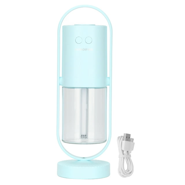 Mini humidificador portátil con rotación de 360°, 2 modos de pulverización, mini humidificador para coche, para el hogar, oficina, viajes, azul claro