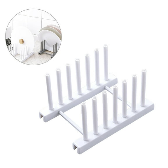 BESTOYARD Kitchen Storage Rack White Plastic Plate Rack and Cup Stand Organizer