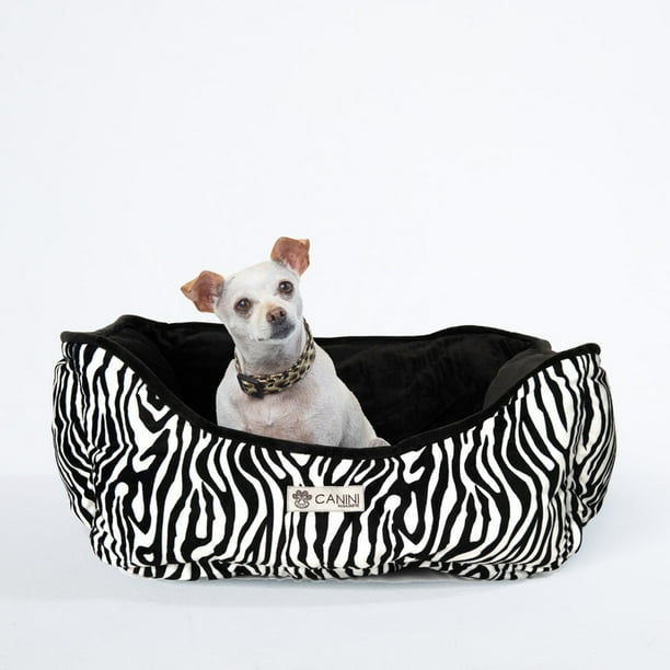 CANINI by Baguette Reversible Micro-Plush Dog Bed for Small-Sized Breeds, Zebra Print