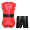 thumbnail image 2 of YONGHS Kids Girls Christmas Party Costume Sleeveless Ballet Dance Bodysuit Leotard with Shorts Red&Black 4, 2 of 5
