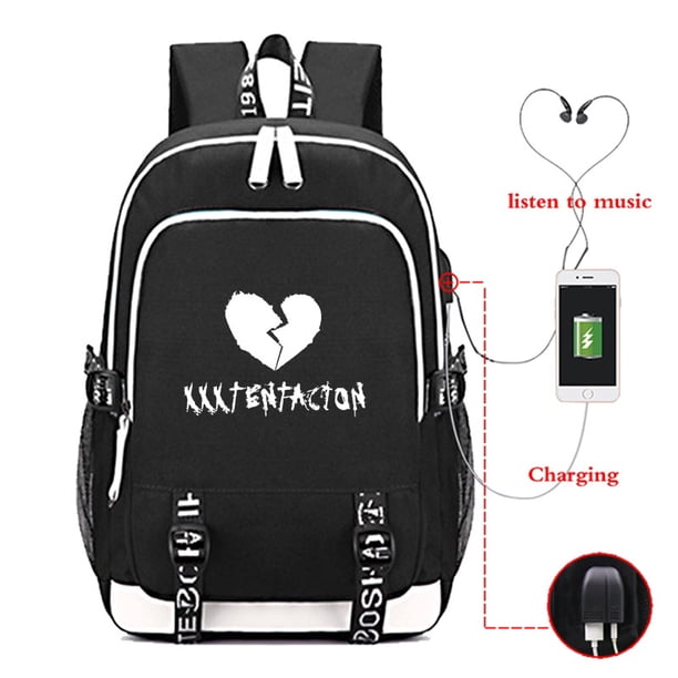 American Hip Hop Singer XXXTentacion Mochila USB Luminosa Carga Bolsa De La Escuela Viaje Ordenador huangjie unisex