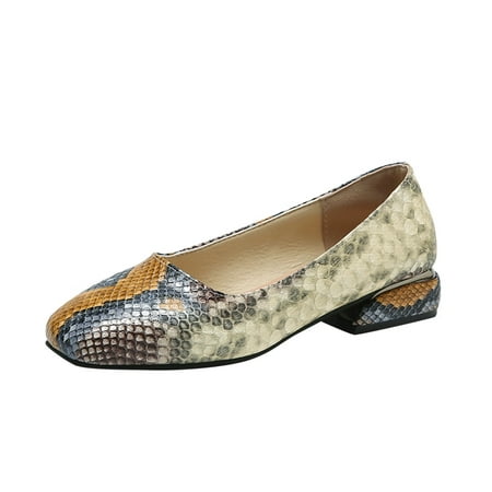 

Casual Shoes for Women Fashion Spring And Summer Women Casual Shoes Low Heeled Flat Snake Pattern Shallow Mouth Women Casual Shoes Pu Beige 38
