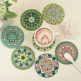 thumbnail image 4 of 8pcs DIY Diamond Painting Coaster Kit with Green Floral Design and Stand, Perfect for Home Decor and Gift Giving, 4 of 6